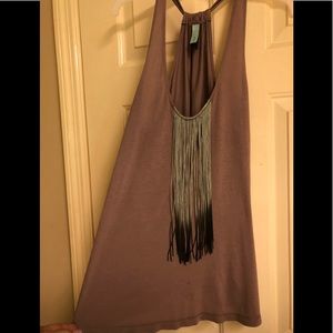 Jaloux Racerback tank with fringes